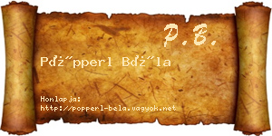 Pöpperl Béla névjegykártya
